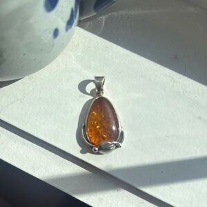 Gorgeous Amber pendant. Set in sterling.